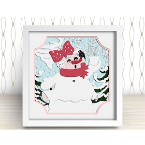3D SNOWGIRL shadow box-Snowgirl svg-3d winter svg-winter shadow box,shadow box template-for cricut -for silhouette-3d digital files