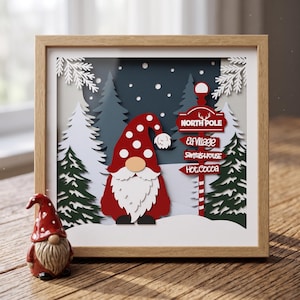 Christmas gnomes shadow box,template,cricut projects,layered paper cut,layered svg,laser cut file,digital,printable,wood cut,ideas,3d svg