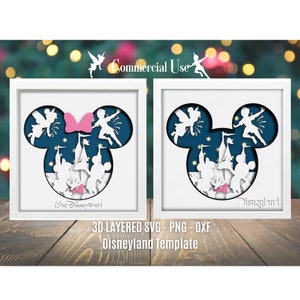 Disneyland 3d überlagert svg,3d überlagerte svg,Schattenboxschablone svg,Schattenkasten svg,für cricut,digitale Schablone,überlagerte svg-Datei,schablone svg