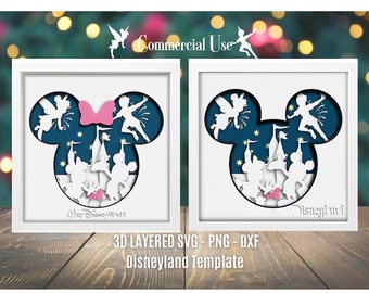 Disneyland 3d layered svg,3d layered svg,shadow box template svg ,shadow box svg,cricut,digital products,layered svg file,paper cut projects