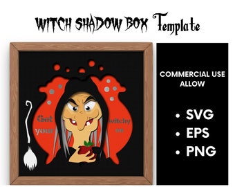 3D HALLOWEEN shadow box-3D witch svg-3d  svg-halloween  shadow box, template-for cricut -for silhouette-for glowforge-layered svg,paper cut