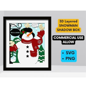 3D SNOWMAN shadow box,3D snowman svg,3d winter svg,winter shadow box,shadow box template,for cricut ,for silhouette,3d christmas svg,digital