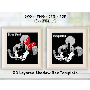 Nuevo, Disneyland 3d en capas svg, archivo svg 3d, plantilla de cuadro de sombra, svg de cuadro de sombra, para cricut, plantilla digital, archivo svg en capas, archivo de corte 3d