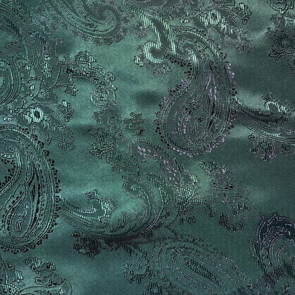1m bottle green Paisley Jacquard Poly Viscose Woven Upholstery Dress Suit Lining Draping Fabric 58”
