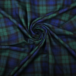 1METER green blue Tartan Polyviscose Fabric 58”  Check  dress fabric craft