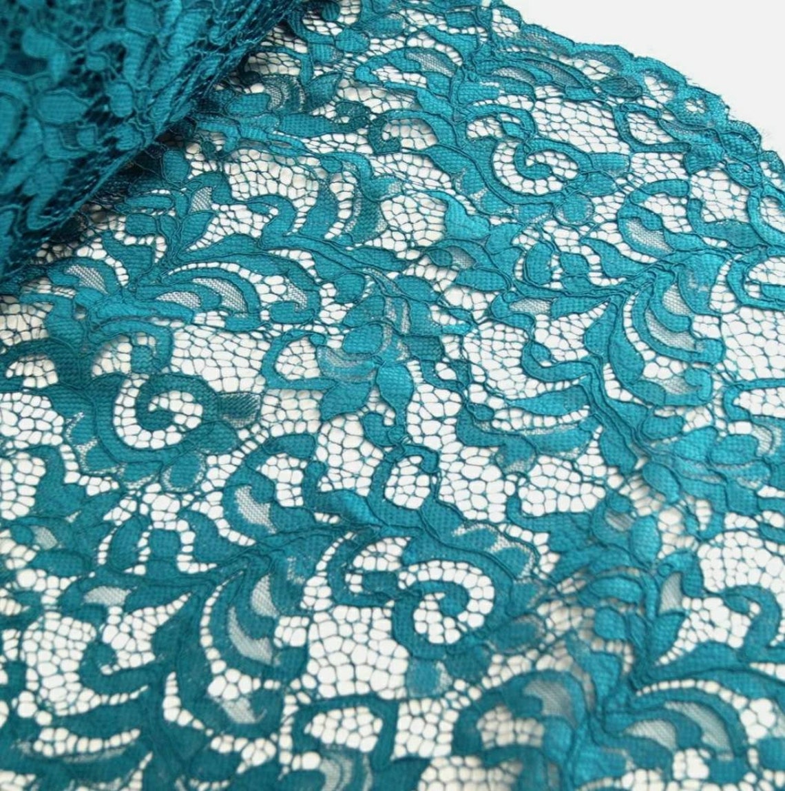 1m Teal Raschel Corded Lace Fabric by Fabric Freedom Bridal - Etsy UK