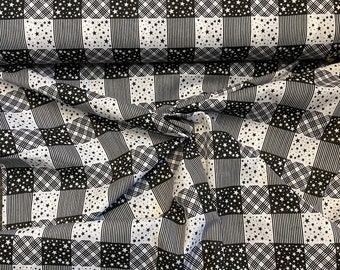 1m black white  100%  cotton fabric 58” wide crafts