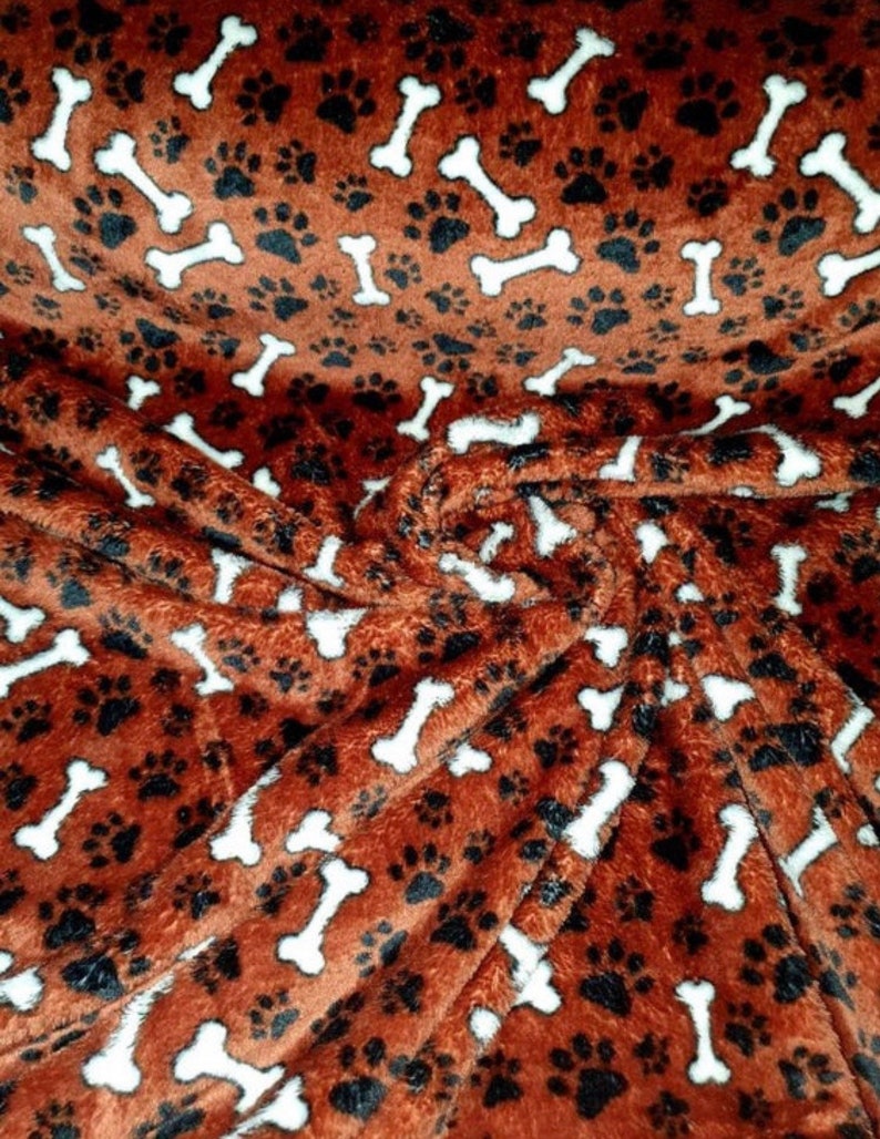 Half meter dog cat paw Soft fleece fabric brown Premium Quality soft material animal print
