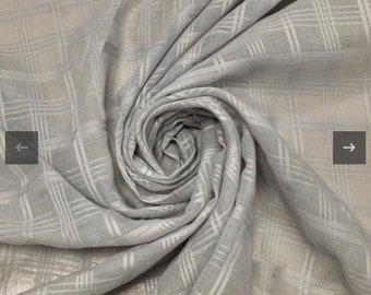 1 m Grey Checkered Muslin Fabric 50” wide