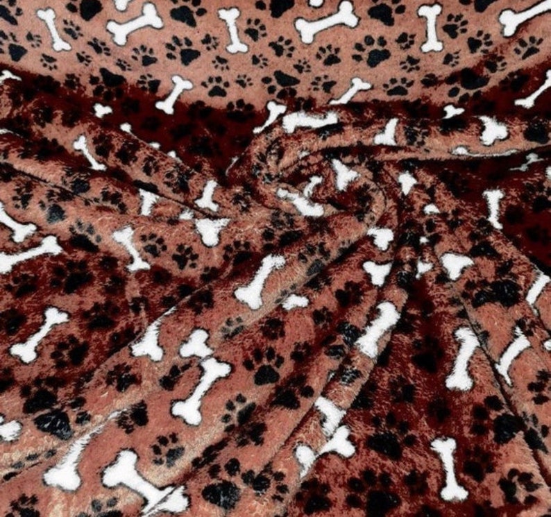 Half meter dog cat paw Soft fleece fabric brown Premium Quality soft material animal print