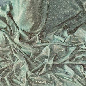 1m  sage green  shimmer moonlight glitter  stretch fabric 58" wide