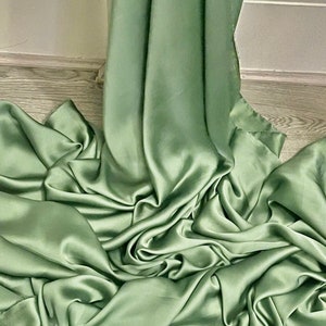 1m sage green colour Charmeuse  Satin Dress Polyester Fabric 150cm wide