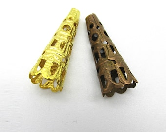 Metal Filigree Aglet End Caps - 22mm x 2pcs - 7986