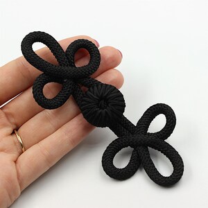 Frog Fastener with Passementerie Button - 2.5cm - Black - 7360