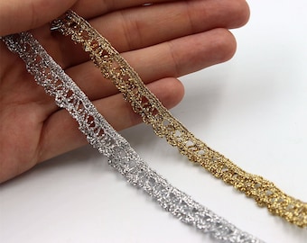 Tiny Elasticated Metallic Lace 10mm 9302