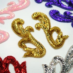 Long Abstract Shape Sequin Motifs - 14cm - Pair - 7719