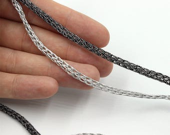 Trenza metálica plana de tejido suelto - 4 mm - por metro - 7579