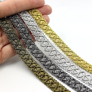 Metallic Gimp Braid With Criss Cross Design 13mm 6570