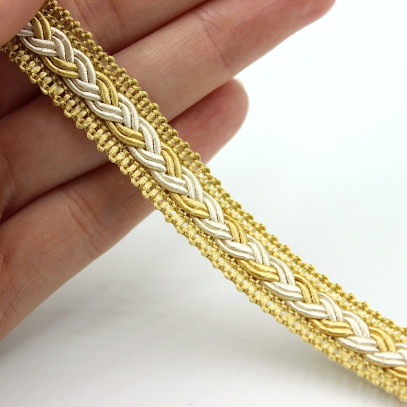 Gimp Braid With Small Plait 12mm 9844 Pale Gold Mix 0614