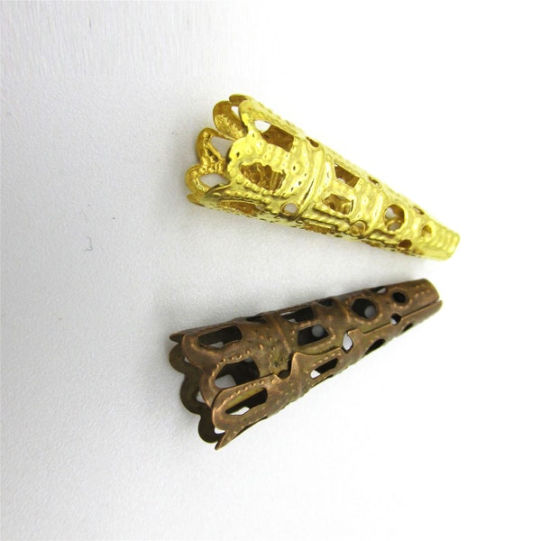 Large Metal Filigree Aglet Cap End 7986