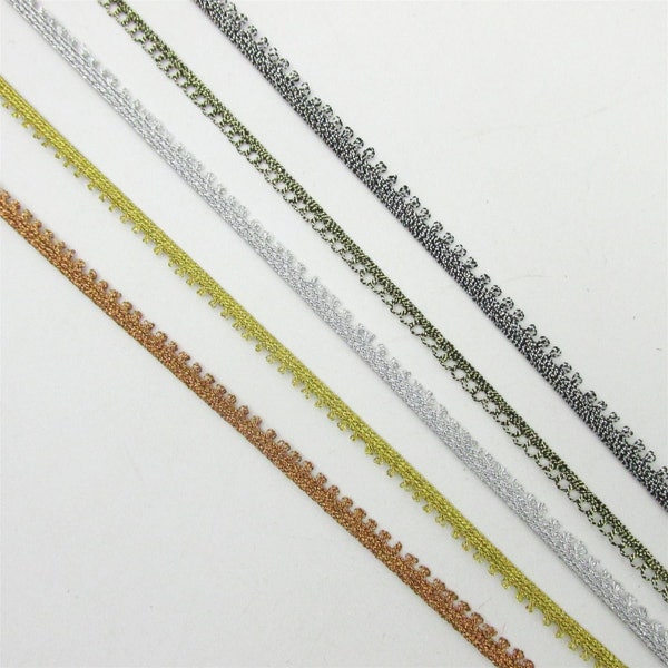 Petite tresse métallique avec bordure à picot unique 3 mm 7575