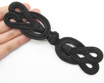 Swirl koord kikker sluiting - zwart - 14 cm - 9928
