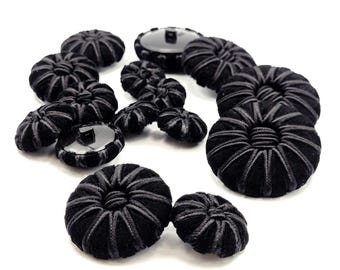 Botón con cordón de pasamanería de terciopelo negro - 4454