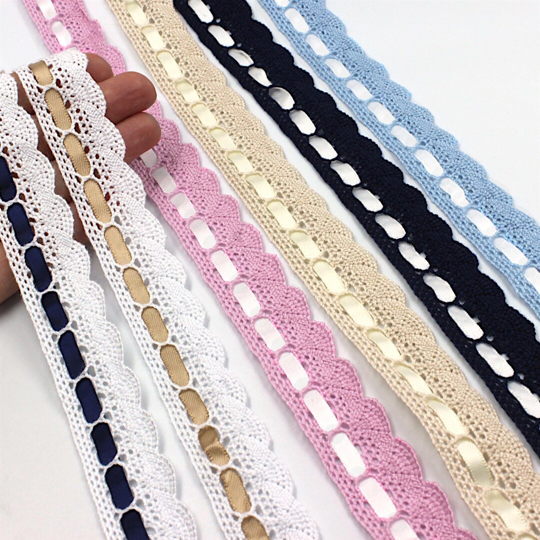 Lace For Ribbon Scalloped Bobbin Lace With Woven Ribbon 22mm 5538 - Etsy
