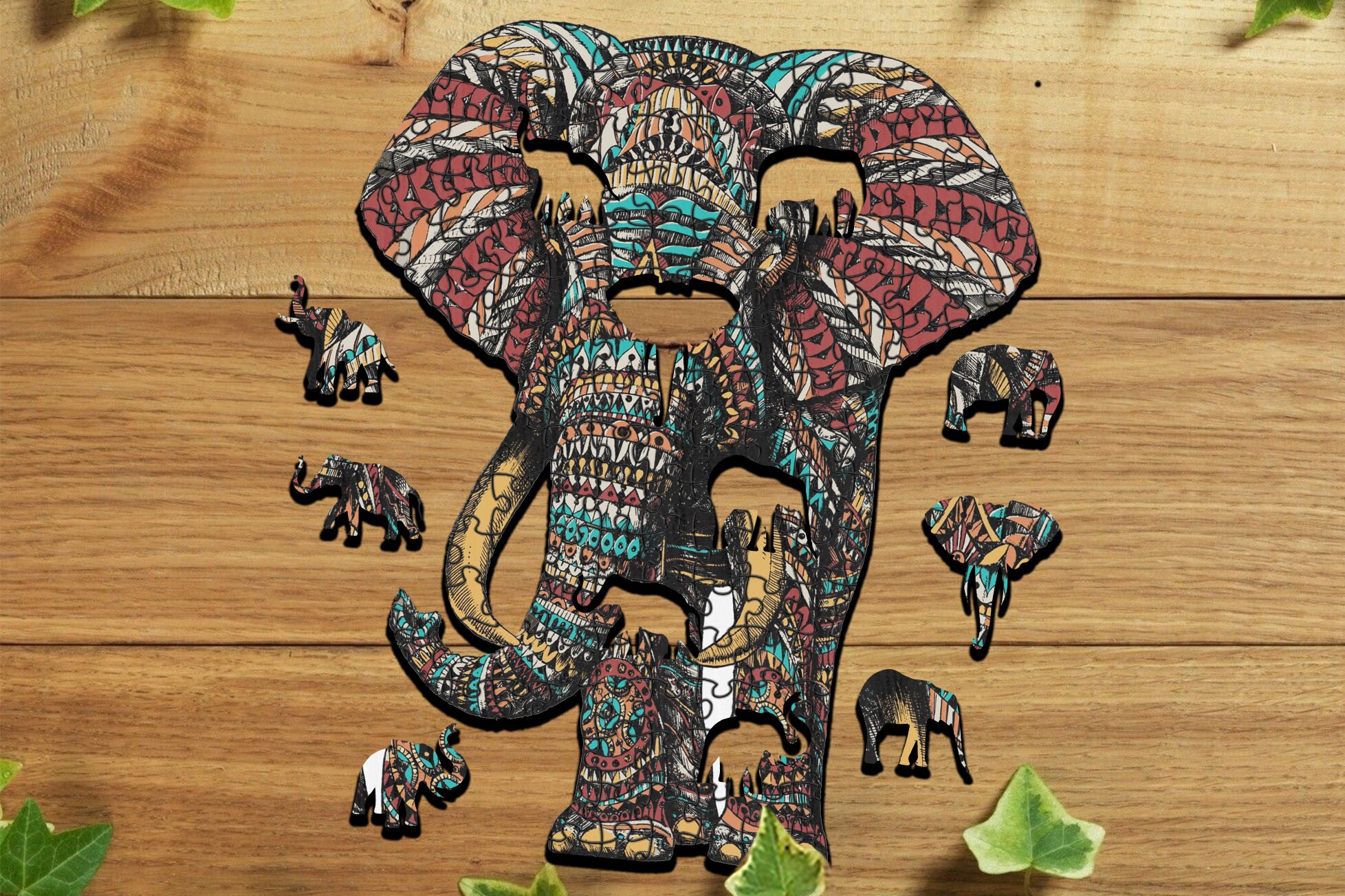 Ornate Asian Elephant Wooden puzzle/ Jigsaw Puzzles for adults Etsy