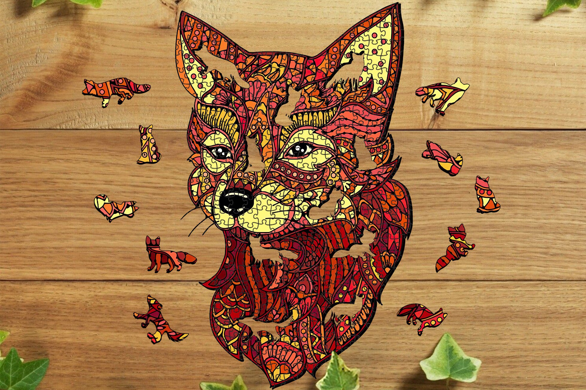 Red Fox Wooden puzzle / Jigsaw Puzzles for adults Laser cut 3D | Etsy