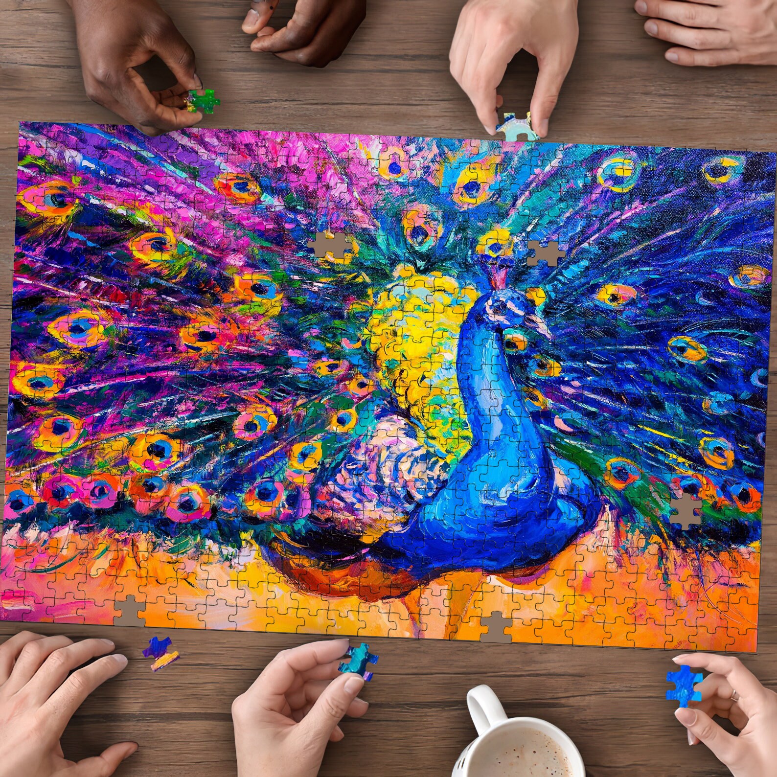 Colorful Peacock Painting Jigsaw Puzzle for adults and kids/ Etsy