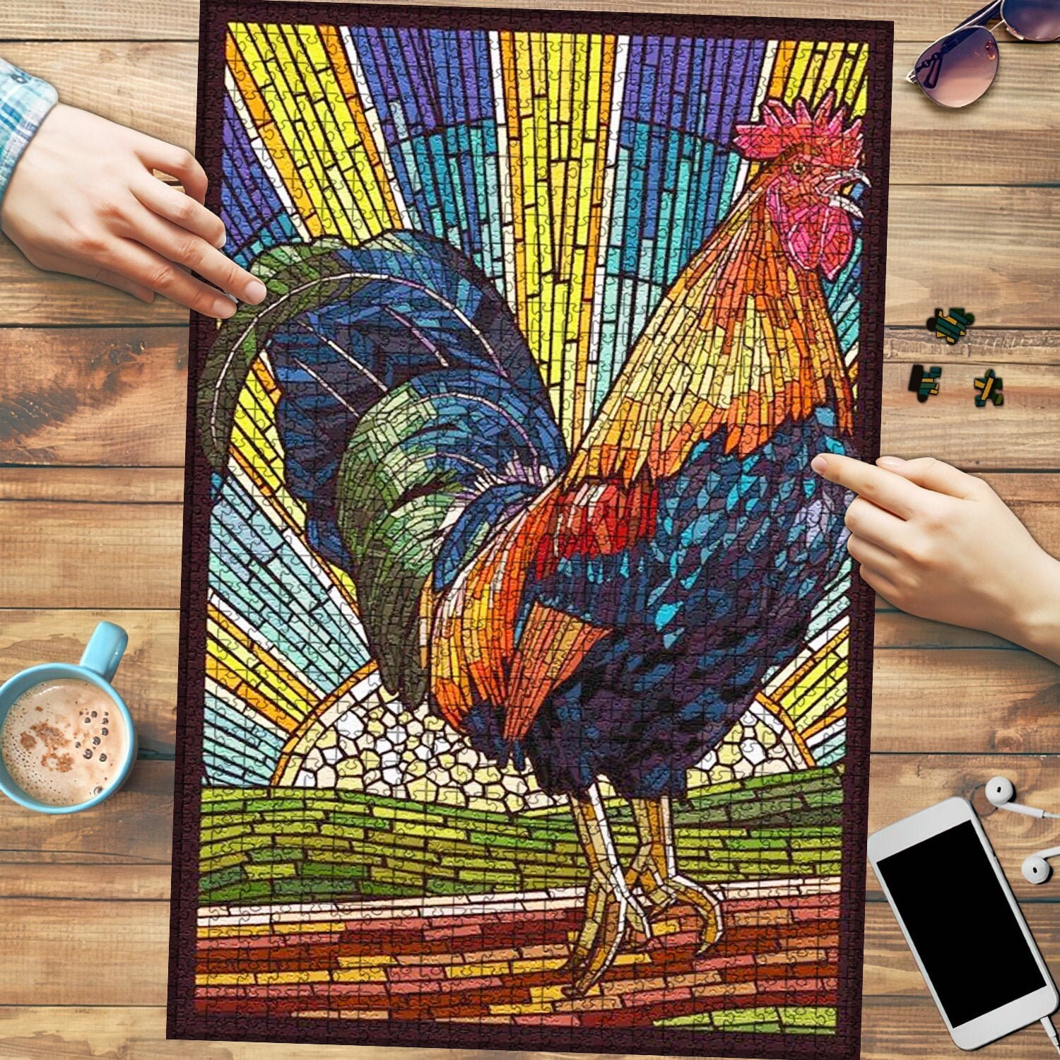 Rooster Mosaic Wooden Puzzle/ Jigsaw Puzzles for adults and Etsy