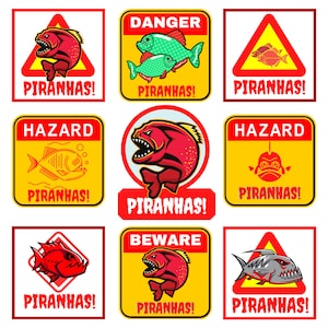 Piranha SVG for Piranha hobbyists, Piranha SVG stickers for Piranha tank, Piranha stickers for kids, 15 SVGs pack