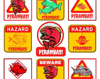 Piranha SVG for Piranha hobbyists, Piranha SVG stickers for Piranha tank, Piranha stickers for kids, 15 SVGs pack