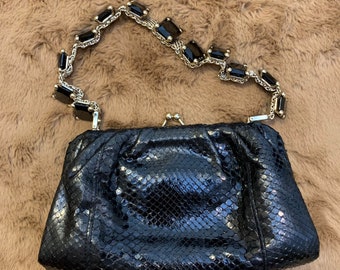 Vintage 1980’s/1990’s Valentino Garavani Snakeskin Jewel Strap Evening Bag