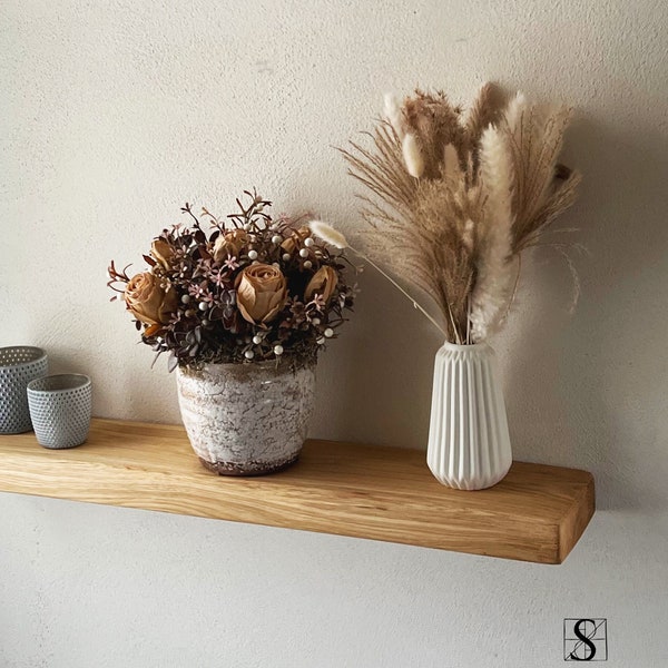 Oak scaffolding board shelf floating rustic, also special lengths Many colors available