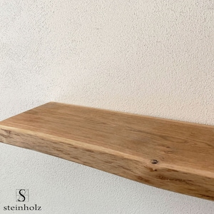 Shelf board oak tree edge wood solid oiled shelf Many sizes available, also custom-made image 1
