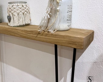 Console table with hairpin legs, scaffolding board, radiator cover, table living room end table