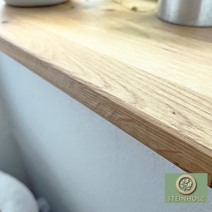 Window sill made of solid wild oak, 20 mm – made to measure and sustainable. Smoothly sanded, oiled. Perfect for individual design.