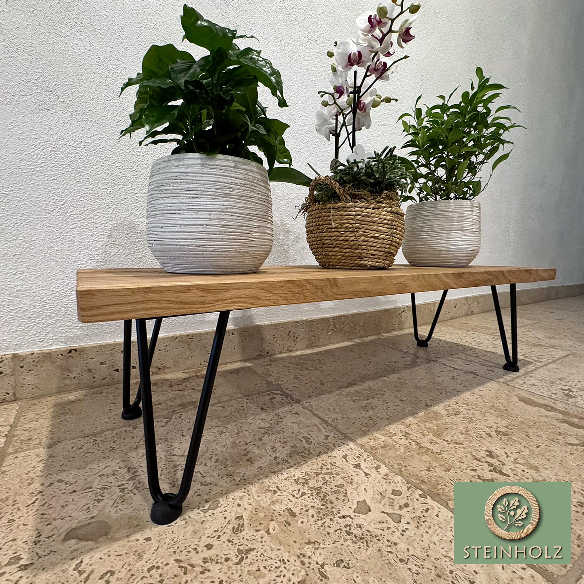 Blumenbank aus Wildeiche – Stilvoll & langlebig. Perfekt für Pflanzen und Deko. Verschiedene Höhen verfügbar, modernes und rustikales Design