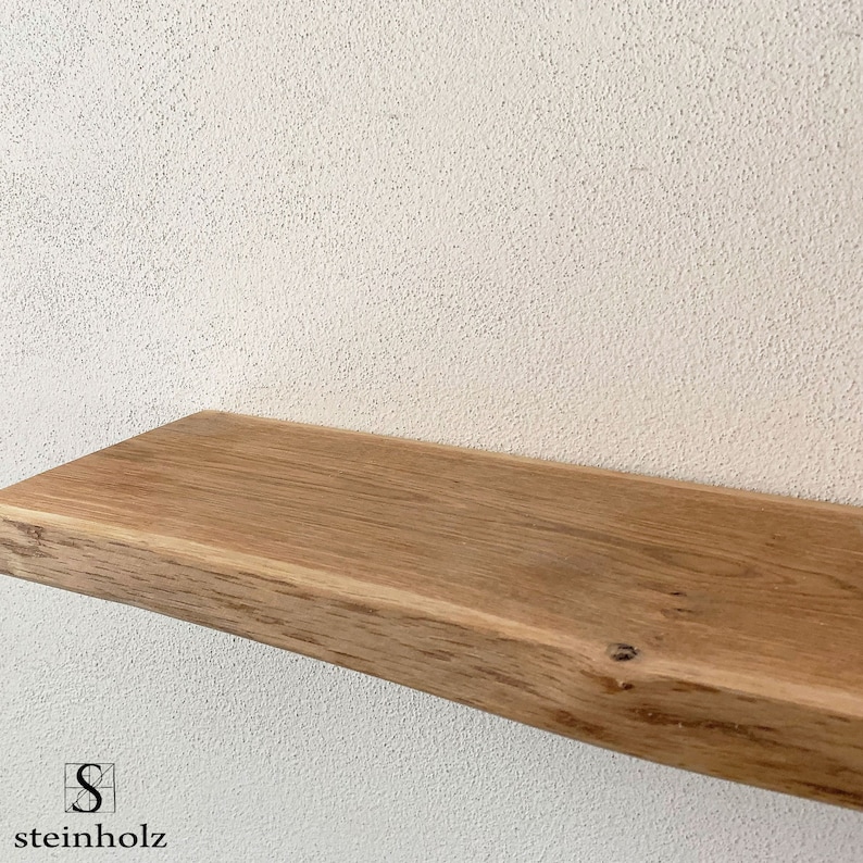 Shelf board oak tree edge wood solid oiled shelf Many sizes available, also custom-made image 1