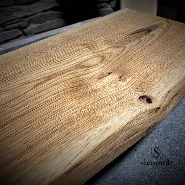 Tablero de pared, roble, borde de árbol, madera maciza cepillada, estante aceitado, muchos tamaños disponibles, también a medida