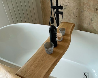 Bathtub shelf made of oak wood, custom-made products are also possible