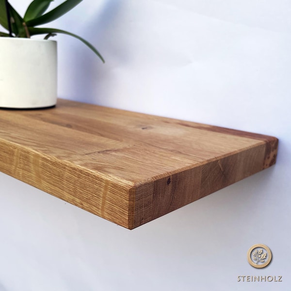 Estante flotante de pared de roble silvestre: diseño atemporal con soportes ocultos, robusto y elegante. Perfecto para libros, plantas y decoración.