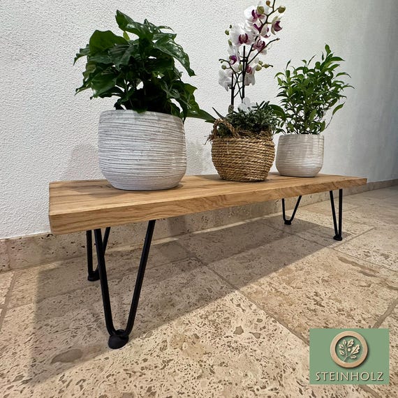 Blumenbank aus Wildeiche – Stilvoll & langlebig. Perfekt für Pflanzen und Deko. Verschiedene Höhen verfügbar, modernes und rustikales Design
