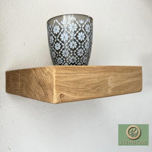 Floating wall shelf made of oak - timeless design, invisible fastening, perfect for books, plants & decoration. Handmade and elegant.