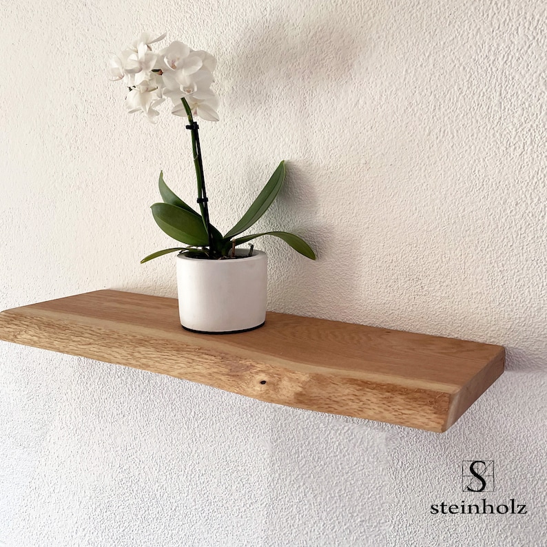 Shelf board oak tree edge wood solid oiled shelf Many sizes available, also custom-made image 2