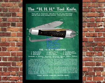 HHH Tool Knife Poster – Vintage Multi Tool Advertisement (Digital Download) - Perfect Fathers Day Gift - Great for the Man Cave