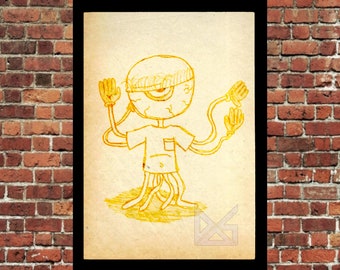Eye Come In Peace Art Print, Octopus Monster Drawing (Digital Download) - Wall Art