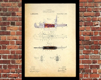 Wrench Knife Patent Art Print, Cattaraugus Cutlery (Digital Download) - Fathers Day Gift / Man Cave Art